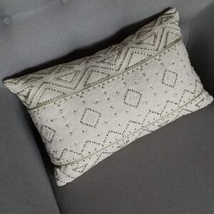 【刺繍レクタングルクッション】 M42-1183WH ホワイト 刺繍 クッション ソファ用 ベッド用 廃盤品 残り1点 販売終了 洗えるカバー