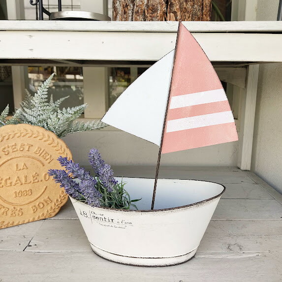 【送料無料】サンティールヨットL WH プランター　フラワーポット　プランター　植木鉢　鉢　ブリキ　..