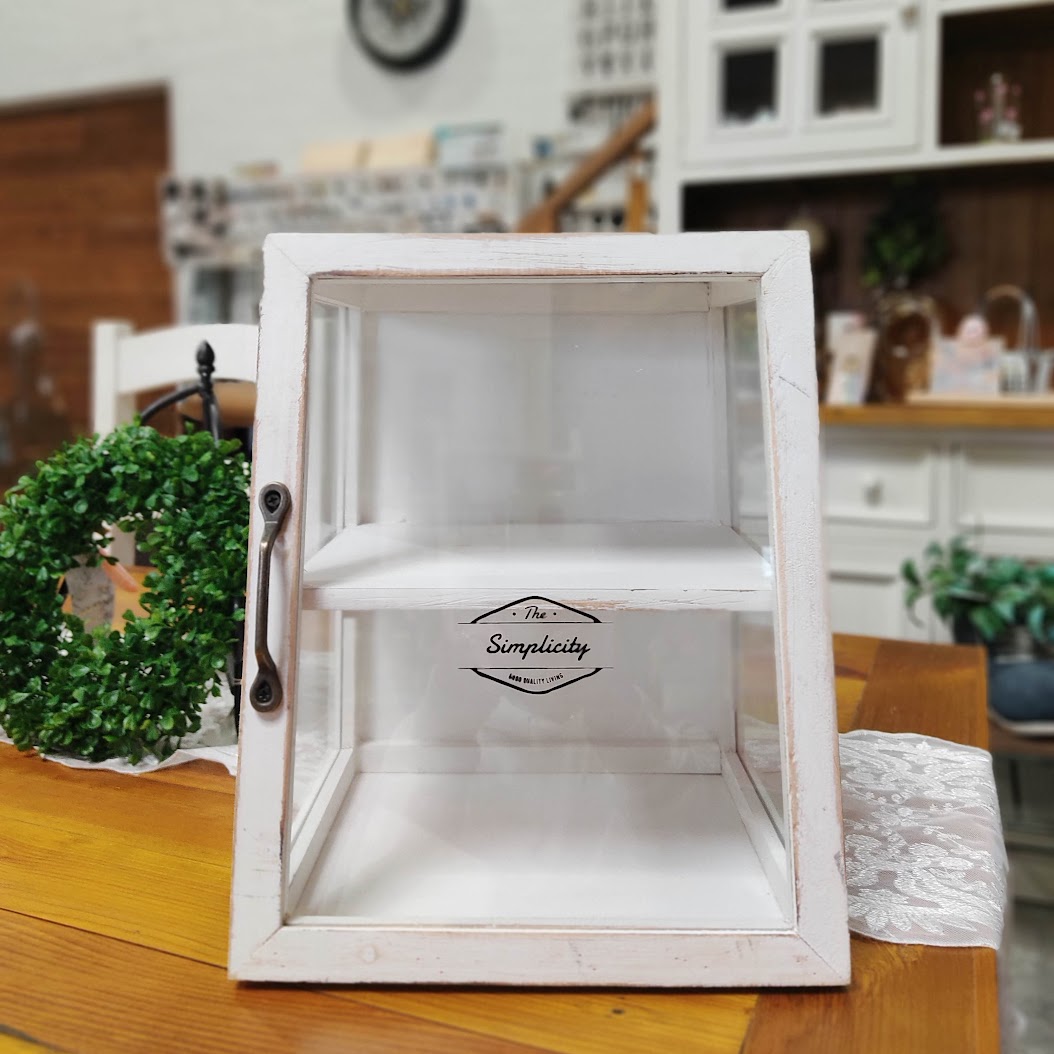 【送料無料】ボワシー・ガラスケース ホワイト 木製キャビネット 木製 キャビネット キッチンキャビネット ガラスケース ショーケース キッチン収納 収納 小物入れ ディスプレイ 店舗ディスプレイ アビテ キトル　YA-904-WH