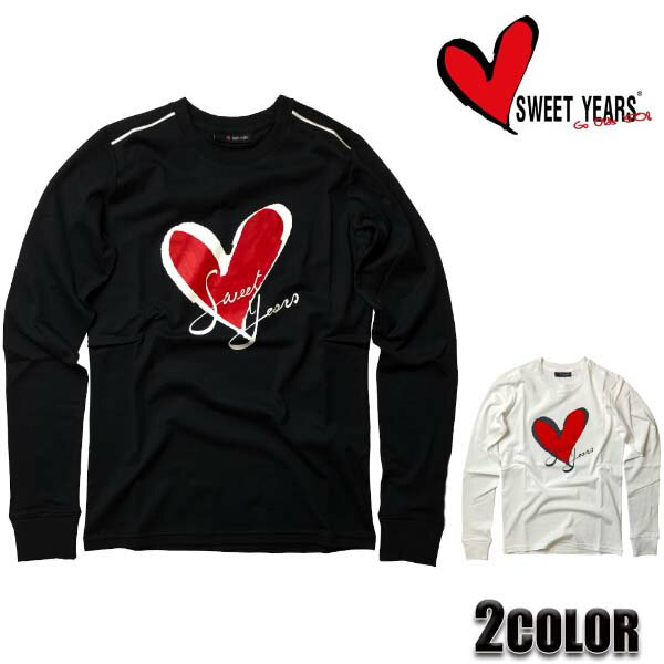 乐天商城 - 【★20％OFFクーポン★6月19日09:59迄】SWEET YEARS Tシャツ 長袖 メンズ ロングスリーブTシャツ ハートロゴロンT 10083SY ブラック ホワイト M L XL スィートイヤーズ スイートイヤーズ