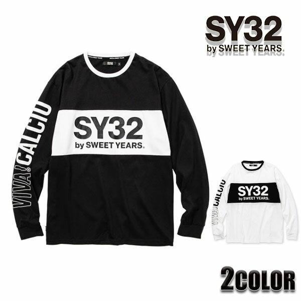 Rakuten - 【★MAX30％OFFクーポン★6月3日19:59迄】SY32 by SWEET YEARS Tシャツ 長袖 ロングTシャツ メンズ 長袖Tシャツ ロンT tns1753 sy32 tシャツ ロンt ブラック EXCHANGE CALCIO L/S TEE