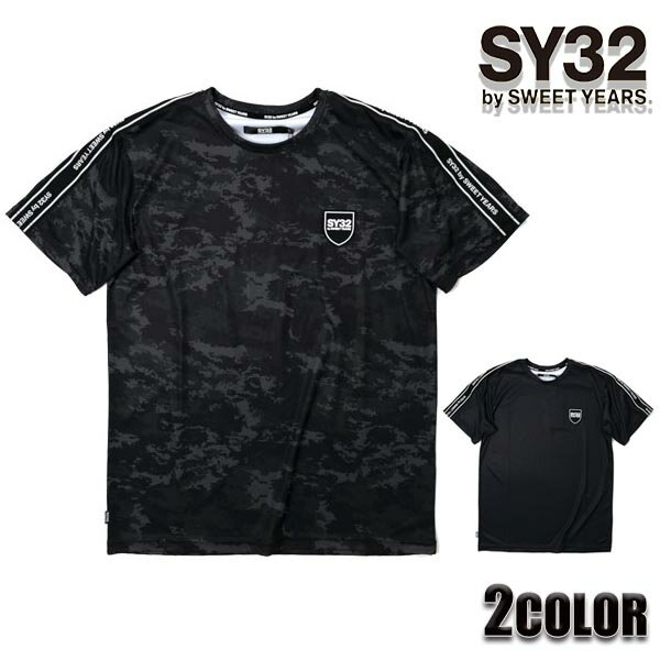 SY32 正規品 sy32 tシャツ SY32 by SWEET YEARS Tシャツ メンズ 半袖Tシャツ 9004 ブラック ブラックカモ TSHIRT TEE トップス SWEET YEARS エスワイサーティトゥバイスィートイヤーズ