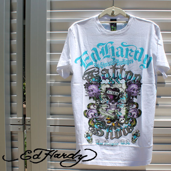 【送料無料】 エドハーディー Ed Hardy メンズ Tシャツ ホワイト S M