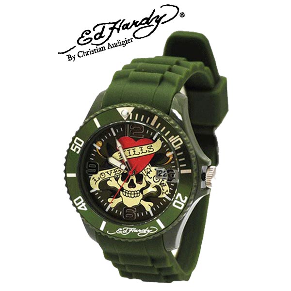 エドハーディー 腕時計 Ed Hardy 時計 ラブキル スカル MATTERHORN グリーン MH-LK エド・ハーディー EDHARDY ユニセックス