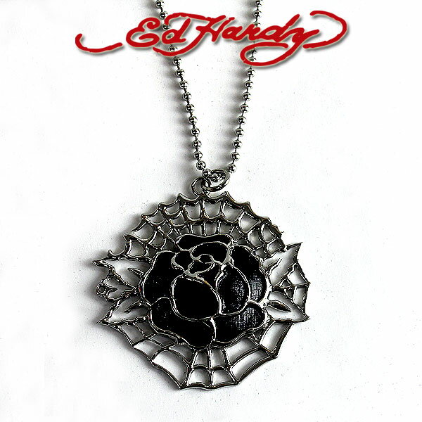Ed Hardy ネックレス エドハーディー ペンダント SPIDER WEB ROSE PENDANT ローズ EHP78SS エド・ハーディー edhardy タトゥー