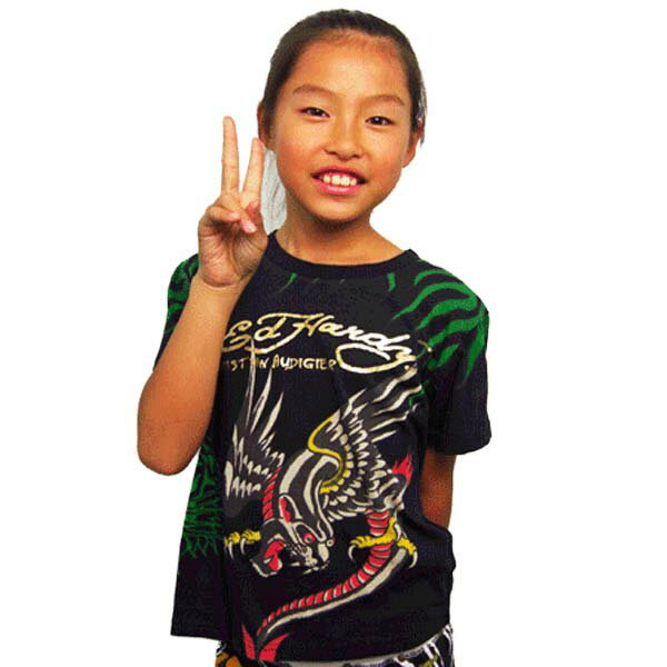 【★ポイント5倍＆10%OFFクーポン★5月27日12:00～5月31日23:59迄】エドハーディー Tシャツ キッズ ED HARDY パンサー ドラゴン ブラック 子供服 EdHardy エド・ハーディー