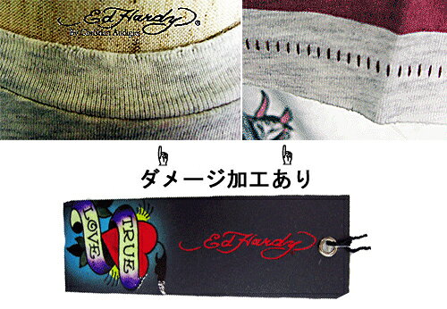 【★MAX2000円OFF★ポイント5倍★9月11日01:59迄】エドハーディー Tシャツ メンズ Ed Hardy 半袖tシャツ HORNED MONSTER モンスター スカル ライトグレー ビンテージ 加工 エド・ハーディー EDHARDY kitss-10002981 SOL ブランド.ファッション サンプル画像3