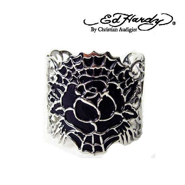 エドハーディー ブレスレット ED HARDY バングル PIDER WEB ROSE ローズ EHCF0015SS シルバー エド・ハーディー edhardy タトゥー