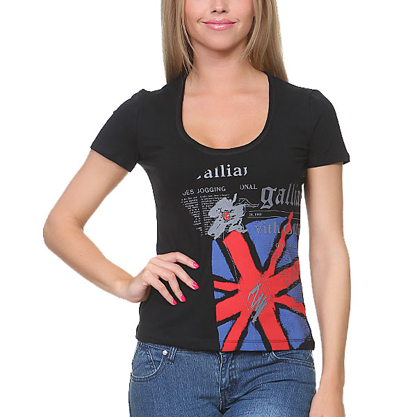 【★30%OFFクーポン3月31日09:59迄★】Galliano ガリアーノ レディース 半袖 Tシャツ ブラック YR7762 JohnGalliano ジョンガリアーノ