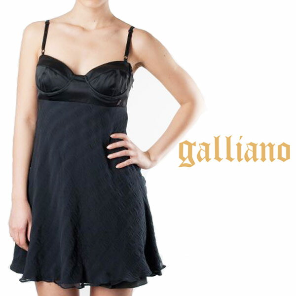 【★ポイント10倍★10%OFFクーポン★5月18日02：00～5月21日09：59迄】Galliano ガリアーノ レディース ワンピース ミニ キャミソールドレス ブラック XR7407 JohnGalliano ジョンガリアーノ