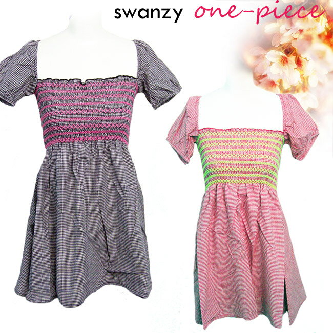 スワンジー SWANZY ワンピース レディース ミニ チュニック ギンガムチェック