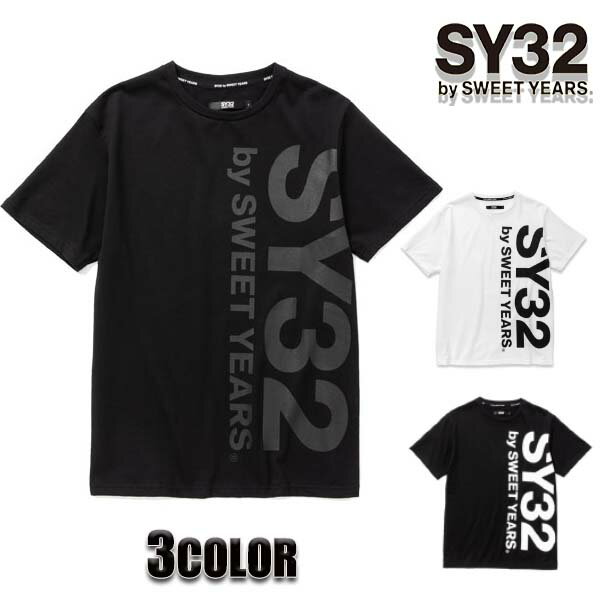 【★ポイント5倍★20 OFFクーポン★5月9日20：00～5月16日01：59迄】SY32 正規品 sy32 tシャツ SY32 by SWEET YEARS Tシャツ メンズ バーティカルロゴ 半袖 TNS1727J トップス ブラック ホワイトM L XL エスワイサーティトゥバイスィートイヤーズ