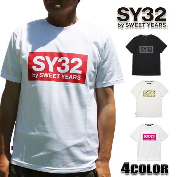 【★ポイント5倍＆10%OFFクーポン★5月27日12:00～5月31日23:59迄】SY32 正規品 sy32 tシャツ SY32 by SWEET YEARS Tシャツ 半袖 9023 メンズ レディース COLOR BOX LOGO TEE ブラック ホワイト S M L XL XXL XXXL エスワイサーティトゥバイスィートイヤーズ