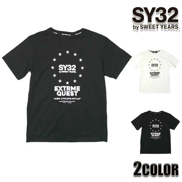 SY32 正規品 sy32 tシャツ SY32 by SWEET YEARS Tシャツ メンズ 半袖Tシャツ TNS1723J ブラック ホワイト TSHIRT TEE トップス SWEET YEARS エスワイサーティトゥバイスィートイヤーズ