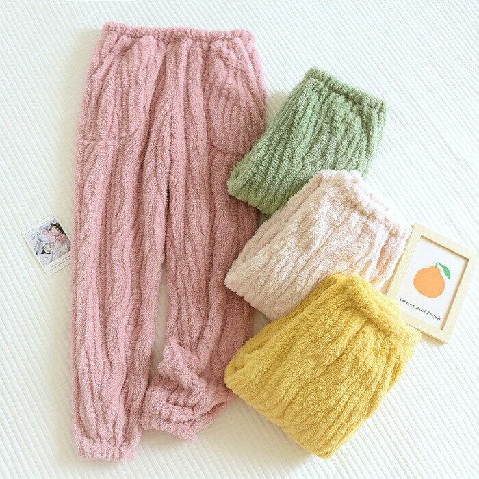 ボアルームパンツ フリース ルームウエア レディース 秋冬 パジャマ もこもこ 起毛ルームパンツ 柔らかい ウエストゴム 部屋着 ナイトウェア 厚手 防寒 暖か...