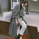 チェスターコート アウター レディース ロングコート おしゃれ トレンチ 千鳥格子 長袖 かっこいい エレガント きれいめ カジュアル チェスター ベルト 大きいサイズ 韓国 コーデ こなれ感 ブラック 黒 春 秋 冬 20代 30代 40代 50代