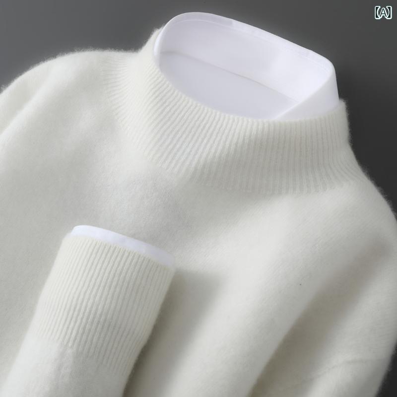 ウール メンズ レディ トゥ ウェア ハイネック 厚手 ニット セーター ルーズ シームレス ベース レイヤ..