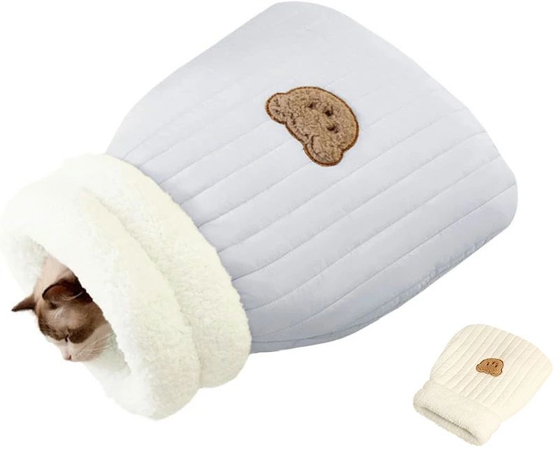 猫 ハウス ペット ベッド 寝袋 防寒対策 布団 密封式 猫の巣 猫寝床 筒型 裏ボア ふわふわ 柔か 暖かい 厚手 保温 防寒 キャット クッション 洗える 小型犬 ペット用品 秋冬