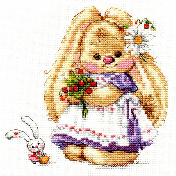 ロシアのクロスステッチキット バーシック ウサギのミィー イチゴ (Alisa АЛИСА アリサ 0-179) Басик basikのサムネイル