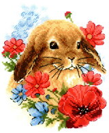 ロシアのクロスステッチキットウサギとお花(RIOLIS・リオリス・1986)