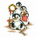 ロシアのクロスステッチキット ペンギン家族のクリスマス (I-31)