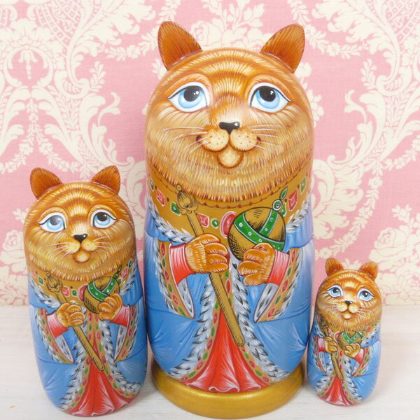 ロシア マトリョーシカ 猫の皇帝 その他 ブルー きつねのはなかさ ロシア 店
