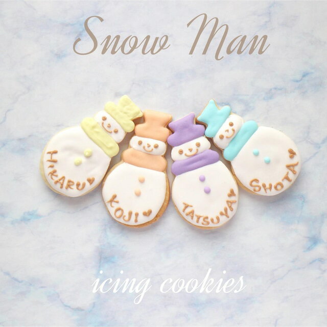 snow man アイシングクッキー オーダー 文字入れ 名前入れ 誕生日 プレゼント パステル 可愛い 淡色 雪だるまのサムネイル