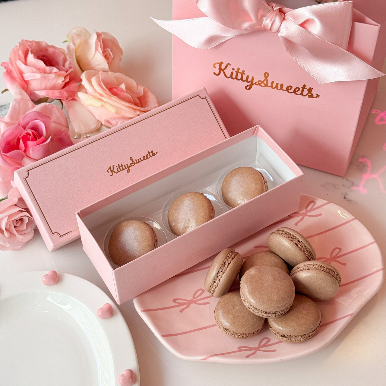 乐天商城 - ショコラマカロンギフト3つ入り　ピンクボックス　プレゼント　母の日　スイーツ　手土産　チョコ