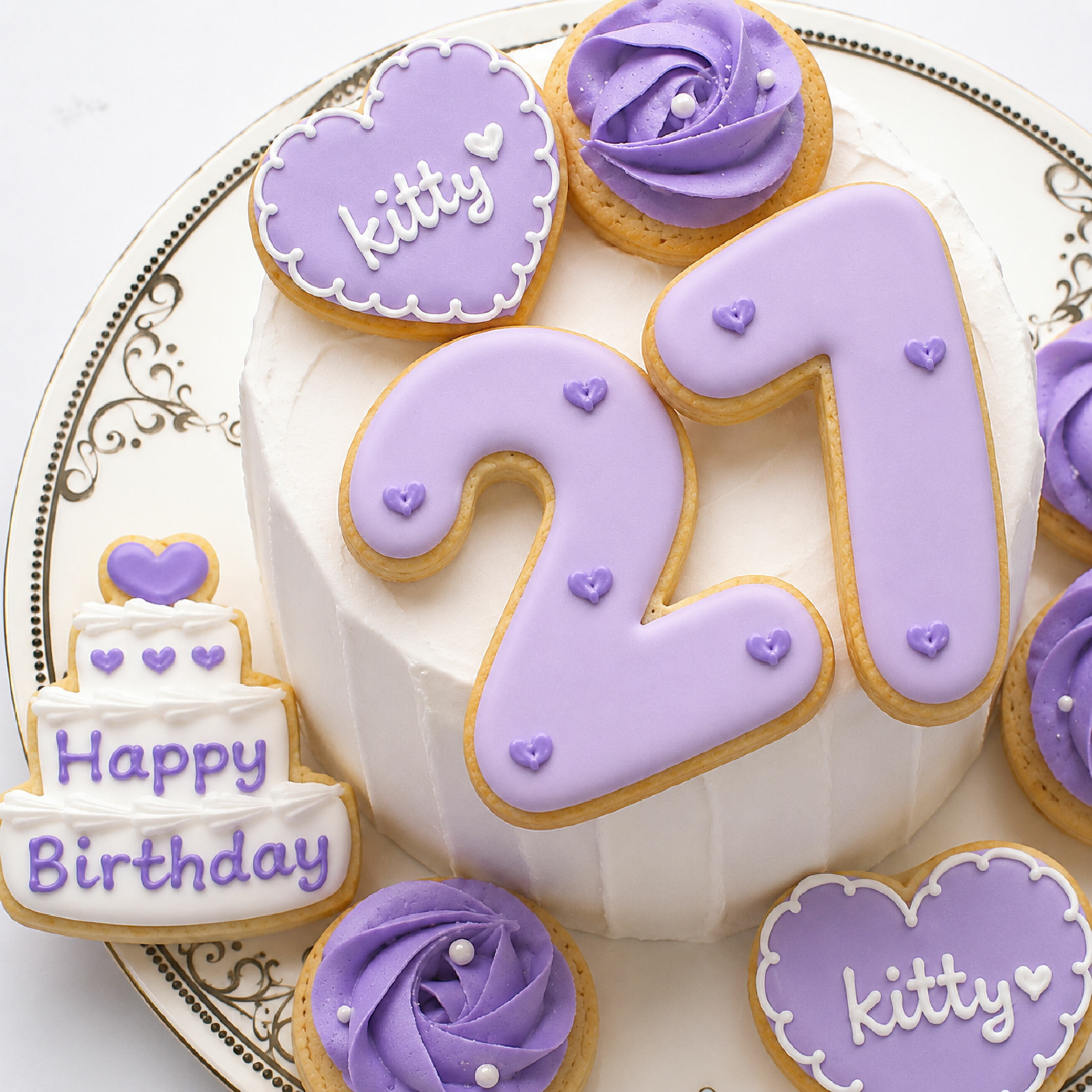 ラッピング付き バラ 誕生日セット アイシングクッキー 名入れ 数字 年齢 推し 可...
