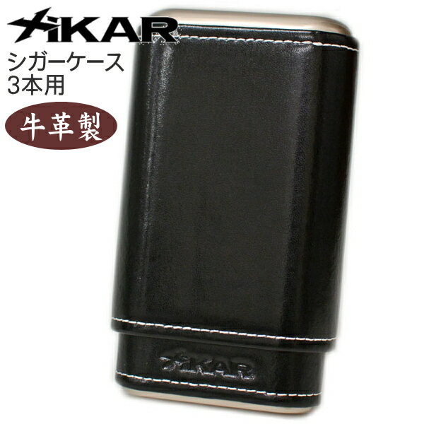 XiKAR UCJ[ VK[P[X ubN 3{p t WJ[ 243BK Envoy Triple Cigar Case Black 81480