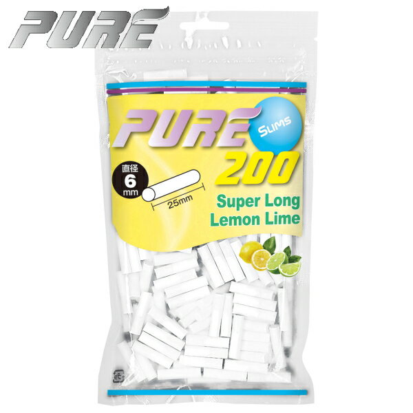 PURE ピュア フィルター スリム スーパーロング レモンライム 直径6mm 200個入 長さ25mm 手巻きタバコ ..