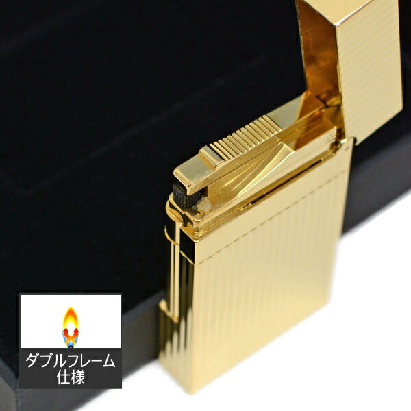 【新品/新古品】デュポン ライン2 ライター 16827 ヴァーティカルライン イエローゴールド装飾 フリントガスライター デュポンライター