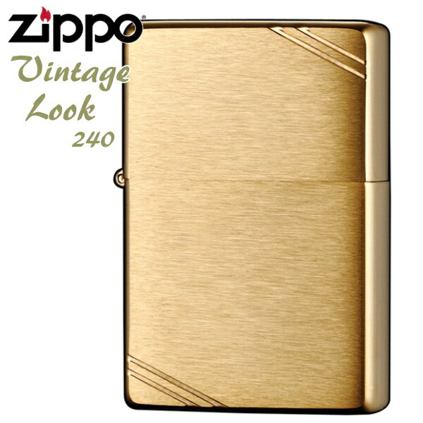 楽天喫煙具屋 Zippo Smokingtool ShopZIPPO ジッポー 240 フラットトップ ブラッシュブラス // ダイアゴナルライン 真鍮無垢 ソリッドブラス 金色 定番 ZIPPOライター オイルライター Vintage Look メンズ ギフト