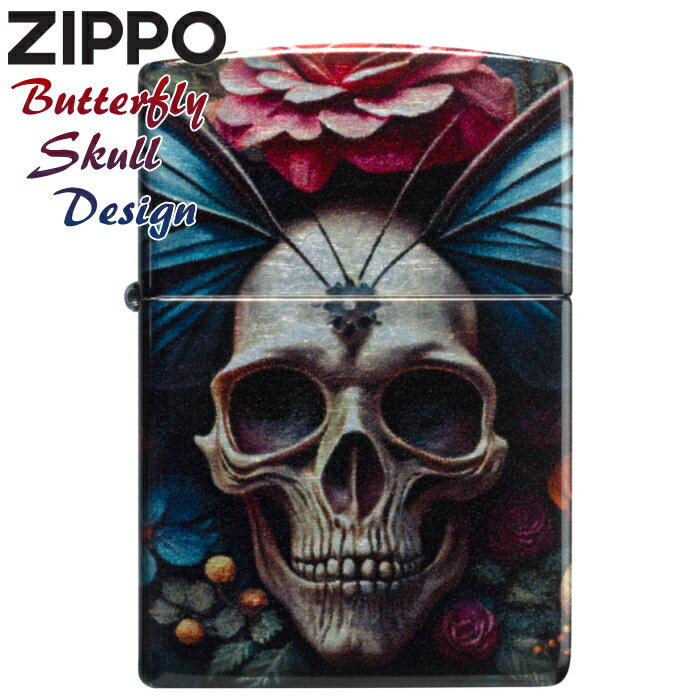 ZIPPO バタフライスカル 46848 ジッポー ライター 正規品 Butterfly Skull Design 540カラー&フュージョン 蝶 骸骨CC20...