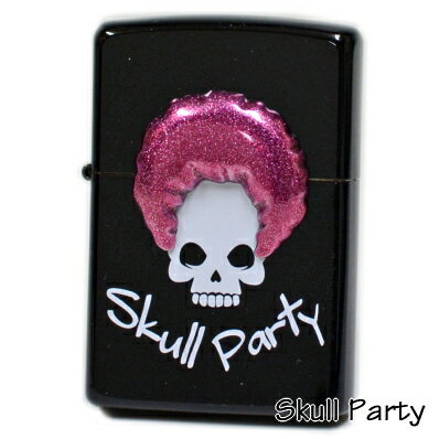 【完売】ZIPPO ジッポー 2BK-SPPK スカルパーティー ピンクアフロ おもしろいジッポーライター Zippo Lighter ジッポ/ジッポー zippo