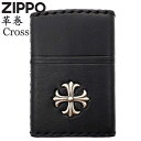 革 zippo ZIPPO ジッポー 革巻きメタル クロス ブラック 2CM-3BK レザー 牛革 黒 ZIPPOライターメンズ ギフト 革