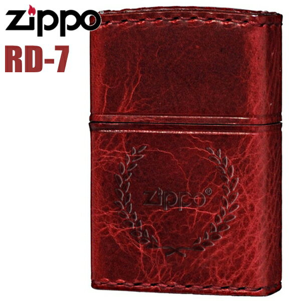 革巻きジッポ ZIPPO 革巻き ジッポー RD-7 レザー 月桂樹 ゲッケイジュ ダメージレッド ジッポーオイルライター 父の日 ギフト