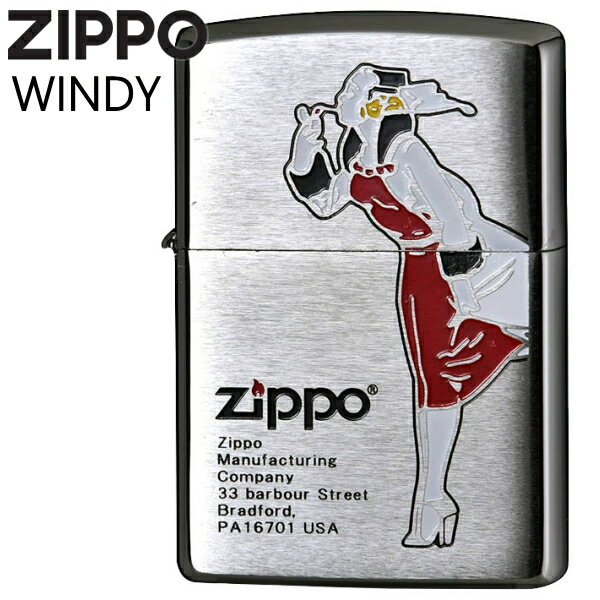 商品説明ZIPPO WINDY DESIGN REDウィンディ デザイン ジッポー レッド 1937年の登場以来、ZIPPO社のマスコットとして最も愛されているキャラクター "Windy" をモチーフにしたおしゃれなZIPPOです。レッドバージョン。 使用方法フタを開け、フリントホイール（ヤスリ）を擦り火花を散らすと着火します。ご購入時オイルは入っておりませんのでZIPPOオイル、またはライター用のオイルを入れてからご使用ください。【オプション】文字・ネーム彫刻【インナーOK】※彫刻代をあわせてご注文ください（アイコンをクリック）ギフトに！お誕生日、就職祝い、結婚式、記念日、バレンタイン、母の日、父の日、敬老の日、クリスマスなどギフトとして喜ばれております。レディース、女性向けの贈り物としても人気があります。メンズ、男性向けの贈り物として人気があります。プレゼントにはオイルとフリントがセットになったギフトボックスがオススメ！配送についてネコポス（ポスト投函便）にて発送致します。※ネコポス許容数を超える場合、宅配便配送商品との同梱の場合、宅配便にて発送致します。商品詳細タイプREGULAR ZIPPO / レギュラージッポー素材真鍮加工200番ベース、エッチング4色入れ裏面無地サイズH57×37×13mm重さ55g着火方式フリント（発火石）燃料タイプオイル付属品ZIPPO社永久保証書、紙箱入りZIPPO WINDY DESIGNZIPPO WINDY DESIGN ジッポーライター