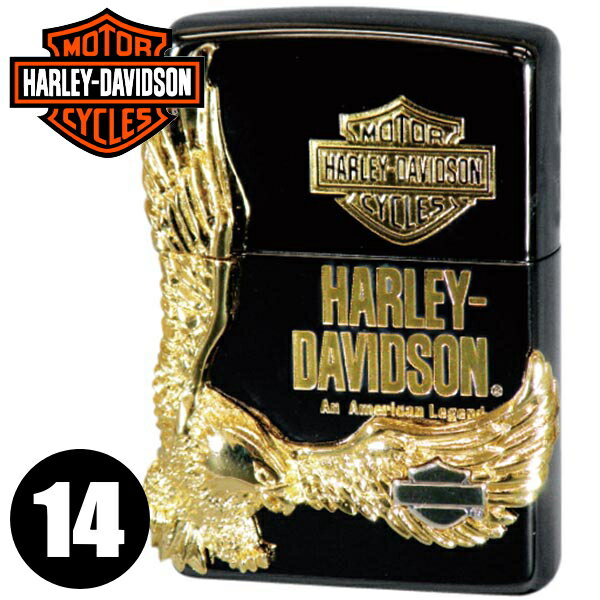 【ポイント5倍】ZIPPO ハーレーダビッドソン HDP-14 ジッポー ライター 正規品 イーグルメタル ブラックベース&ゴールドメタル 渋いジッポー オイル...
