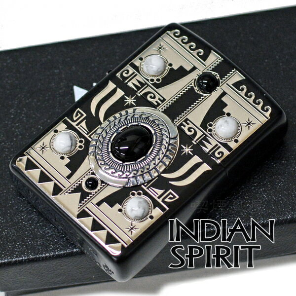 ZIPPO インディアンスピリット BKイーグル ジッポー ライター 正規品 天然石オニキス アーマー 華やか 美しい オイルライター 店長オススメ