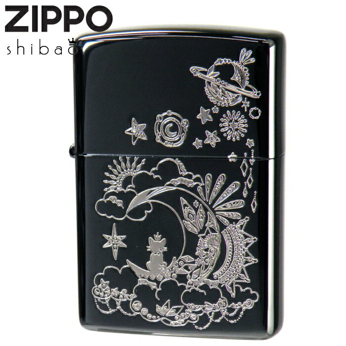 ZIPPO 柴尾 shibao 月と猫 ジッポー ライター 正規品 かわいい イラスト オイルライター