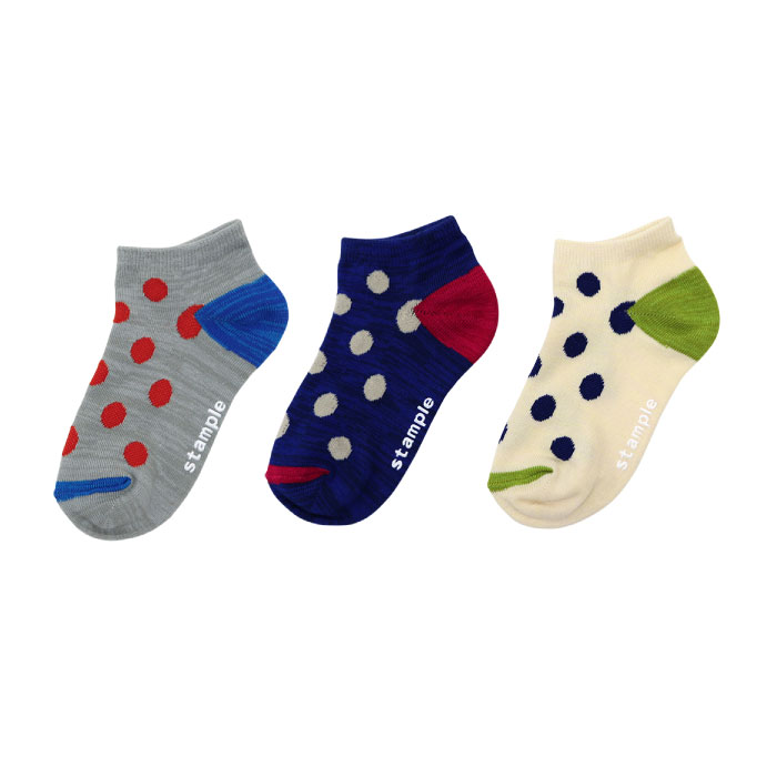 stample（スタンプル）ビットドット アンクル ソックス 3足組 子供靴下 アンクルソックス お揃い 靴下 履きやすい キッズ ジュニア 子供 こども 子ども 女の子 男の子 滑り止め すべり止め 靴下 くつした アンクル くるぶし 春 夏 70001-b