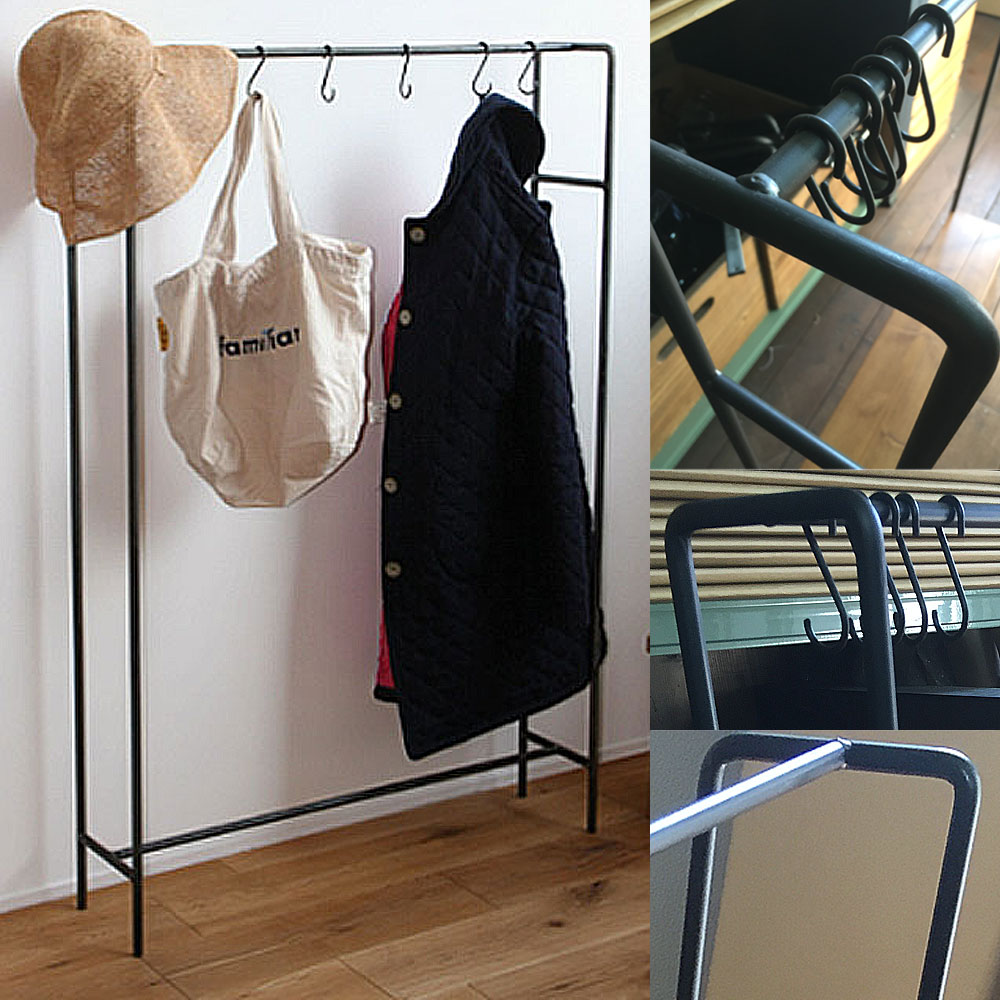 【国内生産】ハンガーラック スリム 頑丈 アイアン おしゃれ シンプル 省スペー ス /H120×W80×D18cm Mサイズ/ 子供 アンティーク コートハン...