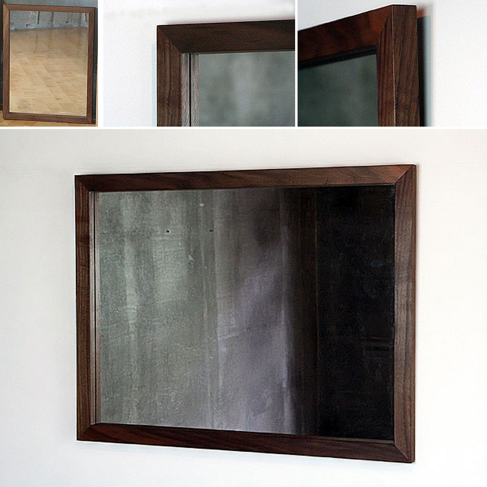 【日本製 /オーダーメイド可能】洗面台 鏡 洗面所 洗面 鏡 /ブラックウォルナット材 65×50 木枠幅3cm/ 洗面 鏡 木 枠 壁掛け 鏡 全身 木枠 鏡 ウォールミラー 全身鏡 美容室 玄関 トイレ 新築