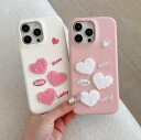立体ピンクハート刺繍ケーススマホケース クリア iPhone16 Pro 14 ケース iPhone13 12 iPhone SE 携帯ケース 耐衝撃 アイフォ...