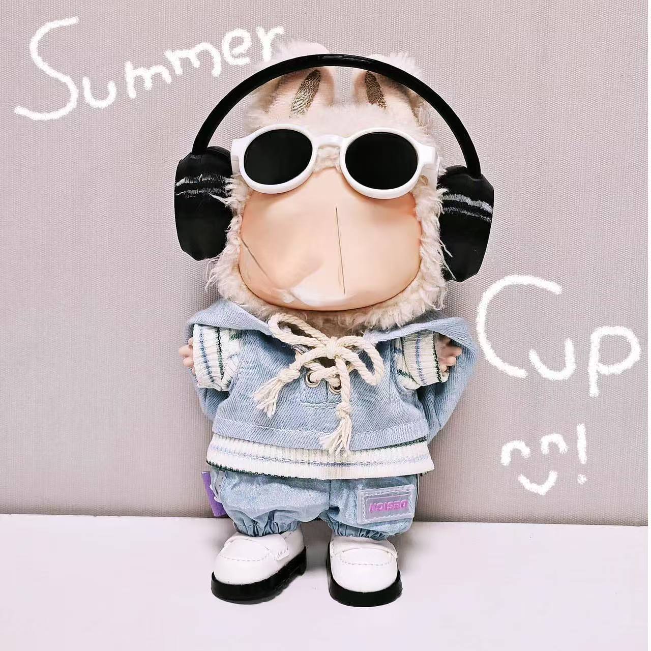 THE MONSTERS Exciting Macaron ぬいぐるみ用服 LABUBU ラブブ マカロン洋服/ズボン/靴/ネクタイ/帽子/スーツ ぬいぐるみ 服 17cm ぬいぐるみ 服セット オートバイ