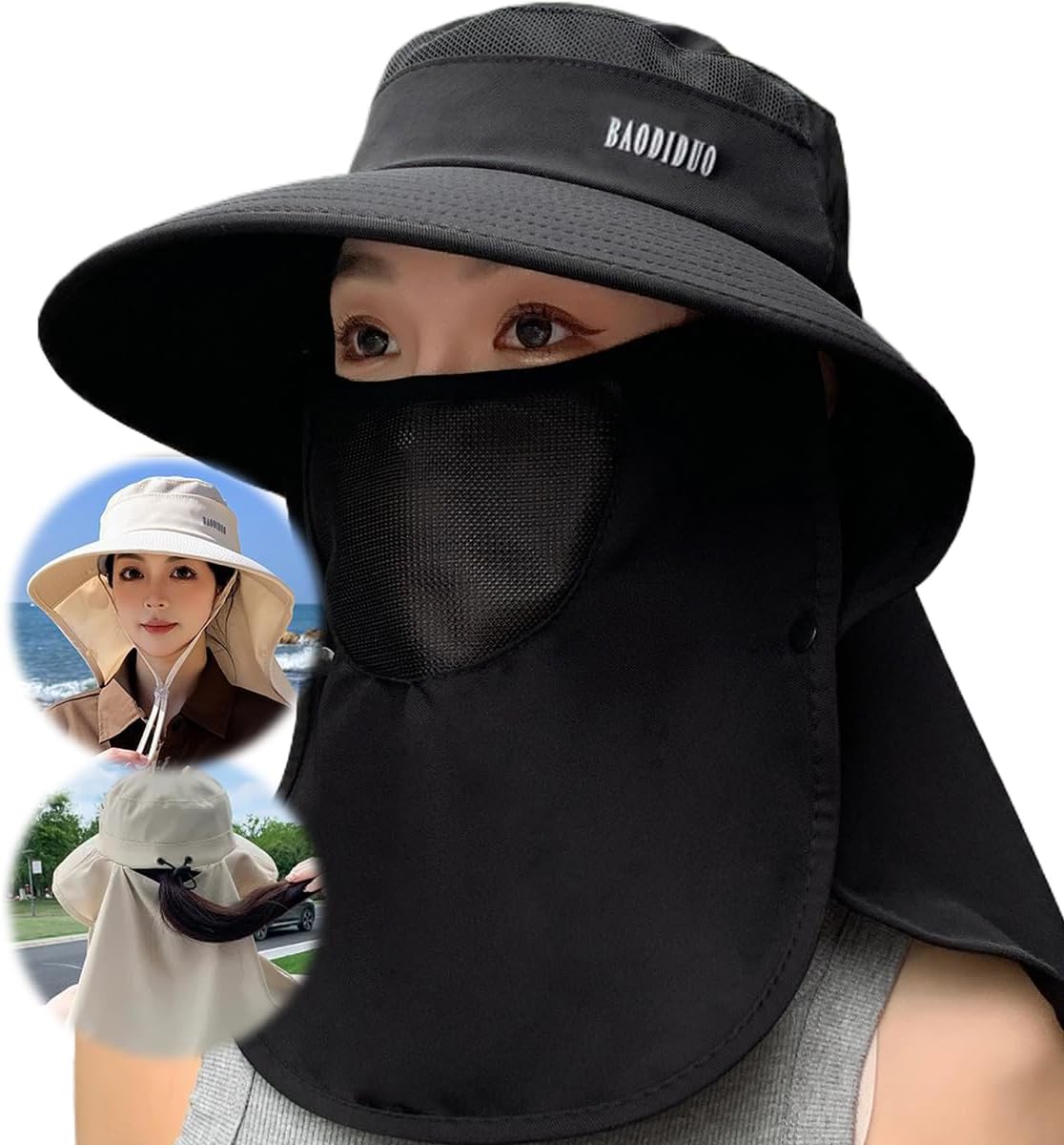 UVカット帽子 レディース 日除け帽子 防晒 サマーアイテム UPF50+ つば広 360度日差しガード 折りたためる 風に飛ばされない 撥水 小顔