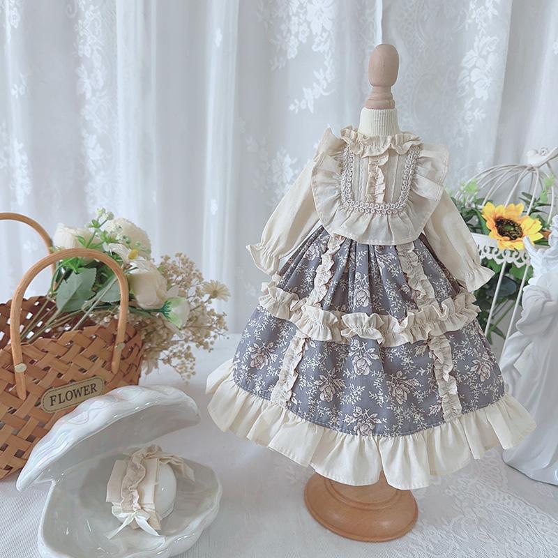 Rakuten - クラシカル小花柄ロリータワンピース ヘッドドレスセット BJDドール用 手作り衣装 撮影用 クラシカル上品