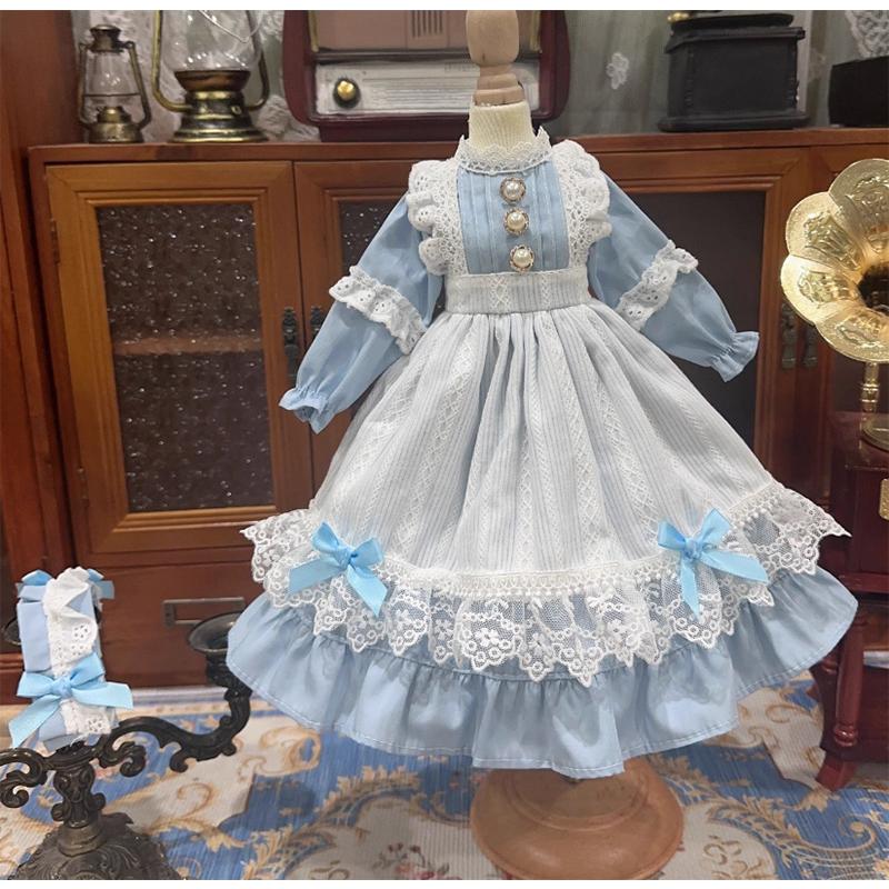 Rakuten - ドール服 甘ロリ メイド服 エプロンドレス ヘッドドレス セット アクアブルー BJD 1/3 1/4 1/6対応 ブライス リカちゃん人形
