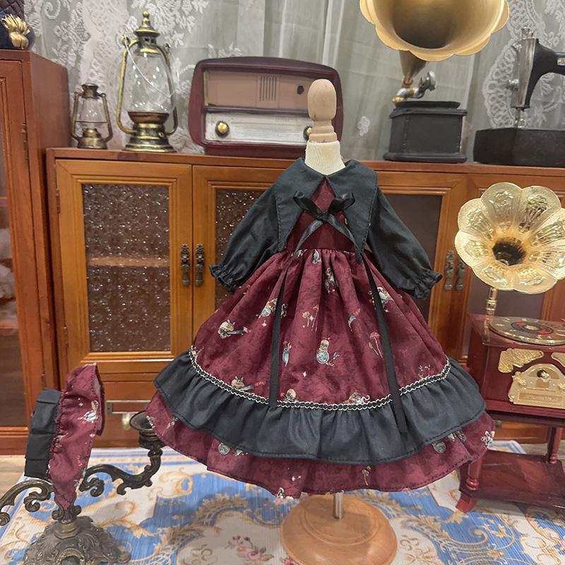 Other - ゴシック ロリータ風 ワンピースセット 赤黒ドレス アンティーク調 レトロ ブライス対応 ハンドメイド